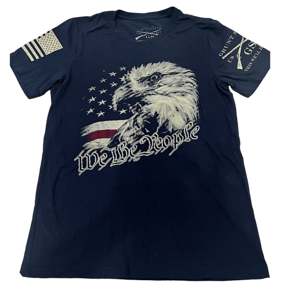Women’s Navy Grunt Style We The People Eagle Flag Tee M